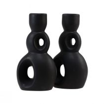 Artikel Kerzenhalter Keramik Kerzenständer Schwarz H13cm 2 St