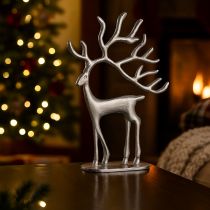 Artikel Rentier Deko Hirsch Figur Metall Silber H31cm