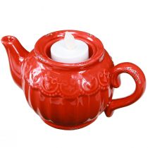 Artikel Teelichthalter Keramik Rot Teekanne Deko 15,5×9,5×8cm 3 St