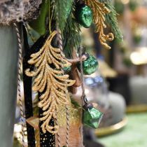 Artikel Baumanhänger mit Glitter, Deko-Federn zum Hängen, Weihnachtsdeko Golden L16cm 6 St