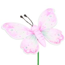 Artikel Blumenstecker Schmetterling Rosa Grün Orange 8x5,5cm 16 St