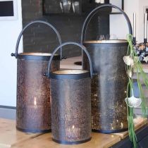 Artikel Deko Laternen, Laterne Metall Lochmuster H35,5/31/25cm 3er-Set