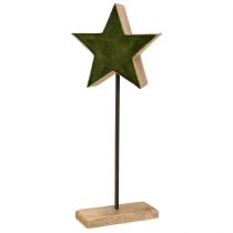 Artikel Deko Stern Holz auf Stab Sockel Grün Braun 20x9,5x50cm