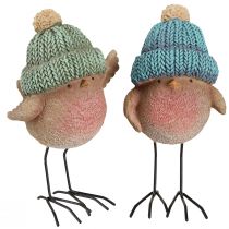 Artikel Deko Vogel mit Mütze Winterdeko Blau Grün H18cm 2 St