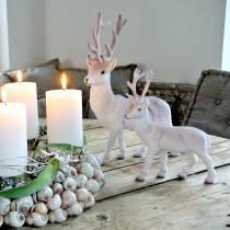 Artikel Deko-Rentier Weiß mit Glitzer – Winterliche Weihnachtsdeko 20cm 3St