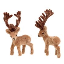 Artikel Deko Hirsch Mini Braun beflockt 11cm 6 St