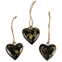 Artikel Dekohänger Holz Holzherzen Deko Natur Schwarz Gold 6cm 8 St