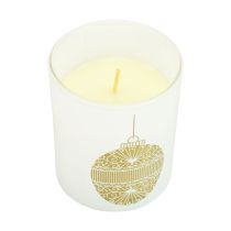 Artikel Duftkerze Weihnachten Kerze Glas Weiß Weihnachtskerze 7,5cm