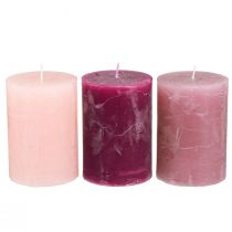 Artikel Durchgefärbte Kerzen Stumpen Rosa Berry 70x100mm 12 St
