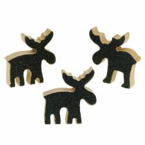 Artikel Weihnachtliche Streudeko Elch Holz Schwarz Glitzer 5×5,5cm 12 St