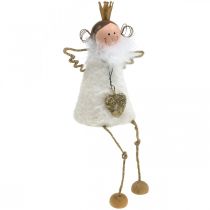 Artikel Engel Figur sitzend Weihnachtsdeko Holz Metall Weiß H12cm