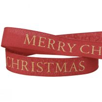 Artikel Festliches Weihnachtsband in Rot mit goldener 'Merry Christmas' Beschriftung Breite 25mm Länge 15m