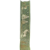 Artikel Geschenkband Grün Gold Weihnachtsband Hirsche 25mm 15m