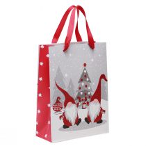Artikel Geschenktüte mit Henkeln Wichtel Rot Grau Weiß 24×18×8cm 4St