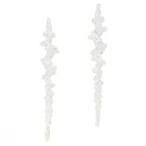 Artikel Glitter Eiszapfen zum Hängen Winterdeko Weiß 24cm 4St