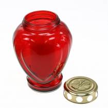 Artikel Grablicht Herz Rot 11,5cm x 8,5cm H17,5cm 4 St