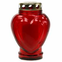 Artikel Grablicht Herz Rot 11,5cm x 8,5cm H17,5cm 4 St