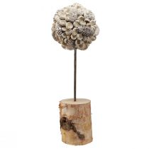 Artikel Holzdeko Baum Winterdeko Birke Eicheln Zapfen Weiß H40cm