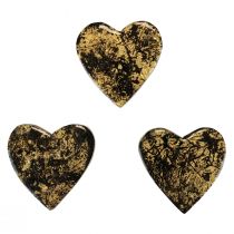 Artikel Holzherzen Deko Herzen Schwarz Gold Glanz Effekt 4,5cm 8 St