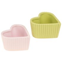 Artikel Keramik Deko Herzen Pastell Grün Rosa 11×10×6cm 4 St