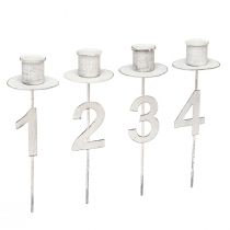 Artikel Kerzenhalter Advent mit Dorn und Zahlen Weiß H11cm 4 St
