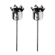 Artikel Kerzenhalter Krone Silber Ø3cm H12,5cm 4 St
