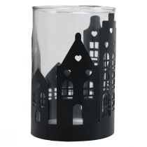 Artikel Kerzenhalter Stadtsilhouette, Windlicht Weihnachten Ø8cm H12cm