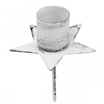 Artikel Stern Kerzenhalter zum Stecken Metall Weiß Shabby Chic 6cm 4St