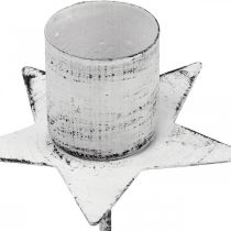 Artikel Stern Kerzenhalter zum Stecken Metall Weiß Shabby Chic 6cm 4St