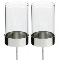 Artikel Kerzenhalter zum Stecken Metall/Glas Ø5cm H19cm 4 St