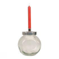 Artikel Kerzenständer Glas Metall Kerzenhalter Silber Ø10,5cm 4 St
