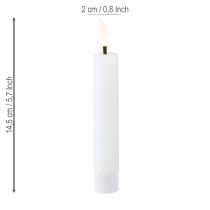 Artikel LED Stabkerze Weiße Wachskerze LED Warmweiß 14,5cm 2 St