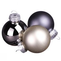 Artikel Mini Weihnachtskugeln Anthrazit Glas Kugeln Ø3cm 22 St