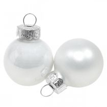 Artikel Mini Weihnachtskugeln Glas Weiß Glanz/Matt Ø2,5cm 22 St