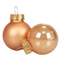 Artikel Mini Weihnachtskugeln Glas Apricot Glanz/Matt Ø2,5cm 20 St