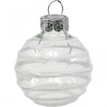 Artikel Mini Weihnachtskugeln Weiß, Silber Echtglas Ø3cm 9 St