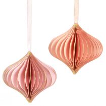 Artikel Papier Weihnachtsschmuck Zwiebel Rosa Apricot Ø8cm 4 St
