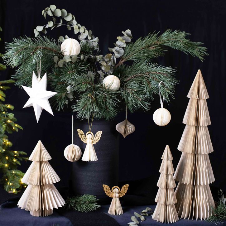Artikel Papierengel Weihnachtsengel Deko Papier Weiß H12cm 4 St