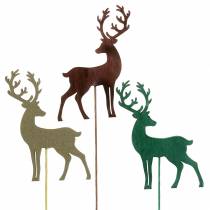 Artikel Dekostecker Hirsch Gold, Braun, Grün Sortiert 8cm 18 St