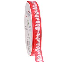 Artikel Rotes Weihnachtsband mit weißen Häuschen 15mm 20m