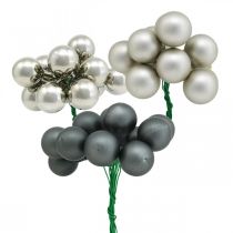 Artikel Mini Weihnachtskugeln Anthrazit, Silber Spiegelbeeren Ø20mm 140 St