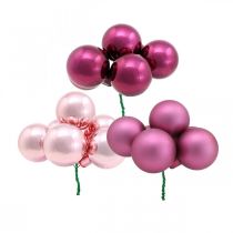 Artikel Mini Weihnachtskugel Rosa Glas Spiegelbeeren Berry Ø20mm 140 St