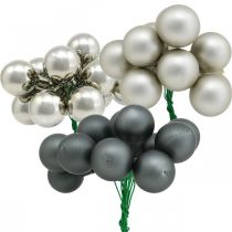Artikel Mini Weihnachtskugeln Silber, Anthrazit Spiegelbeeren Ø25mm 140 St