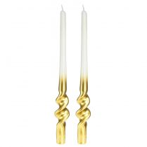 Artikel Gedrehte Kerzen Weiß Gold Spiralkerzen Ø2cm H30cm 2 St