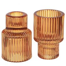 Artikel Stabkerzenhalter Glas Orange Teelichthalter H8cm 4 St