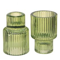 Artikel Stabkerzenhalter Glas Teelichthalter Grün H8cm 4 St