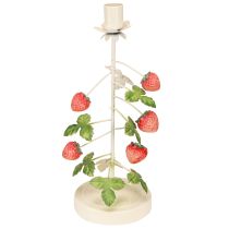 Artikel Stabkerzenhalter Metall Erdbeer Deko Creme Rund H26cm