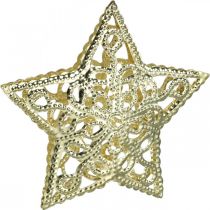 Artikel Streudeko-Sterne, Lichterketten-Aufsatz, Weihnachten, Metalldeko Golden Ø6cm 20 St