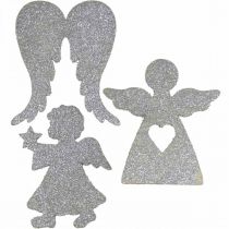 Artikel Streudeko Weihnachten Engel Deko Silber Glitter H8cm 24 St