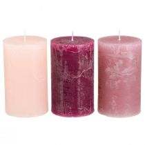 Artikel Stumpen Kerzen 3 Farben Berry Verschiedene Größen 12 St